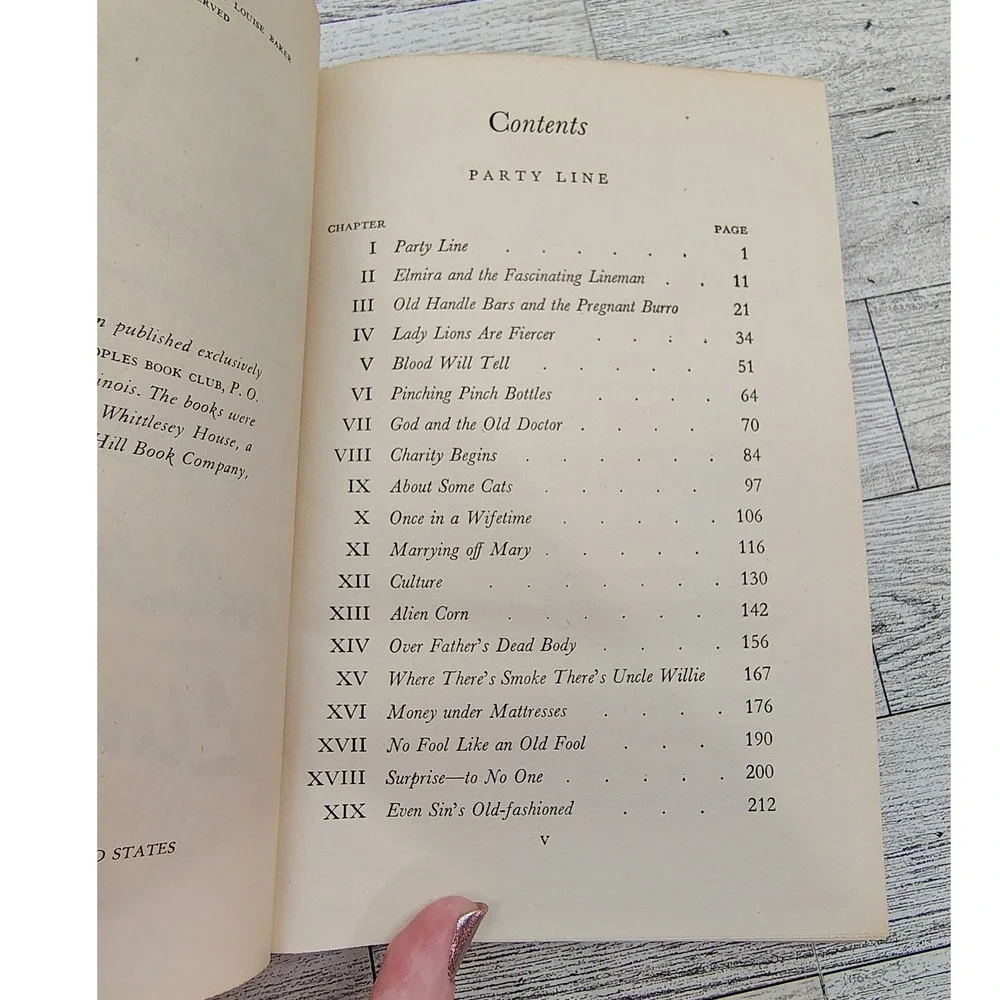 Out on a Limb & Party Line 1946 Louise Baker HC Peoples BCE Humor Fiction 2-in-1